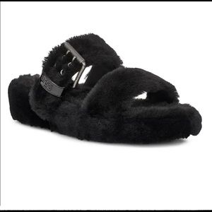UGG Fuzz Yeah Adjustable Black Slippers Sandals women’s size 11 New in Box